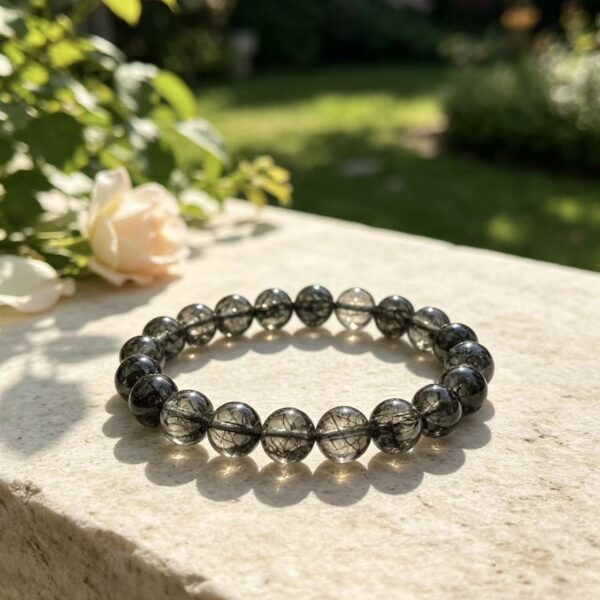 Natural Black Rutilated Crystal Bracelet