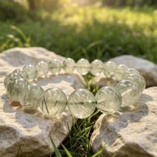 Natural Green Rutilated Quartz Bracelet