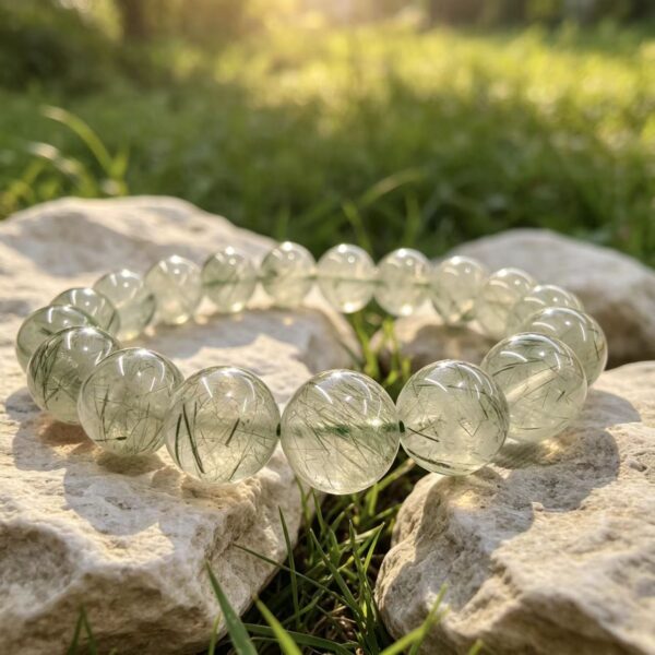 Natural Green Rutilated Quartz Bracelet