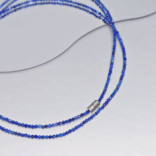 Natural Lapis Lazuli Beaded Necklace – Long Crystal Necklace for Wisdom & Protection