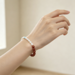 Chinese Style Contrast Beaded Bracelet - Freshwater Pearl, Red Agate & Turquoise - Image 4