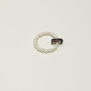 Flat Pearl & Smoky Quartz Column Ring (Earth Element)